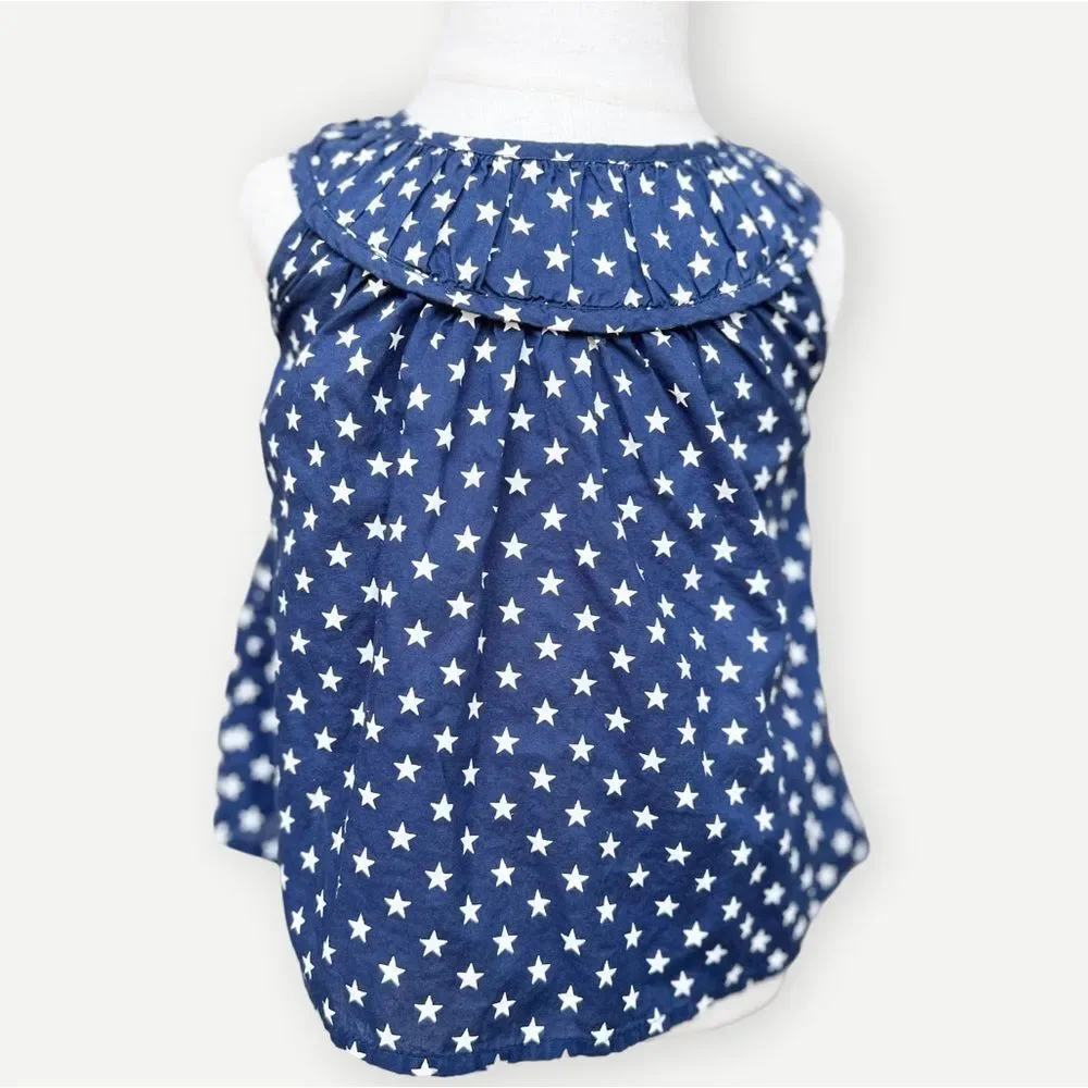 Old Navy Baby Girl’s Sleeveless Ruffle Neck Star Print Tank Top. 12-18 Months.